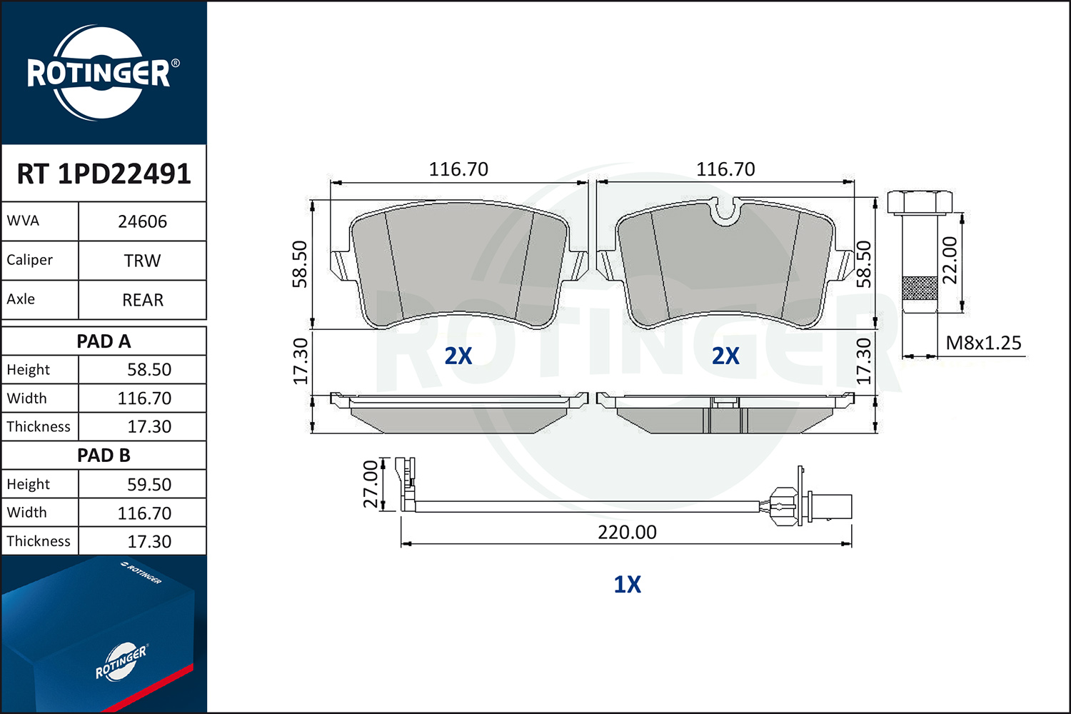 Sada brzdových platničiek kotúčovej brzdy ROTINGER